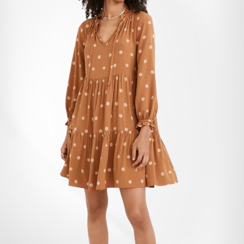 Madewell Brown Tiered Baby Doll Dress